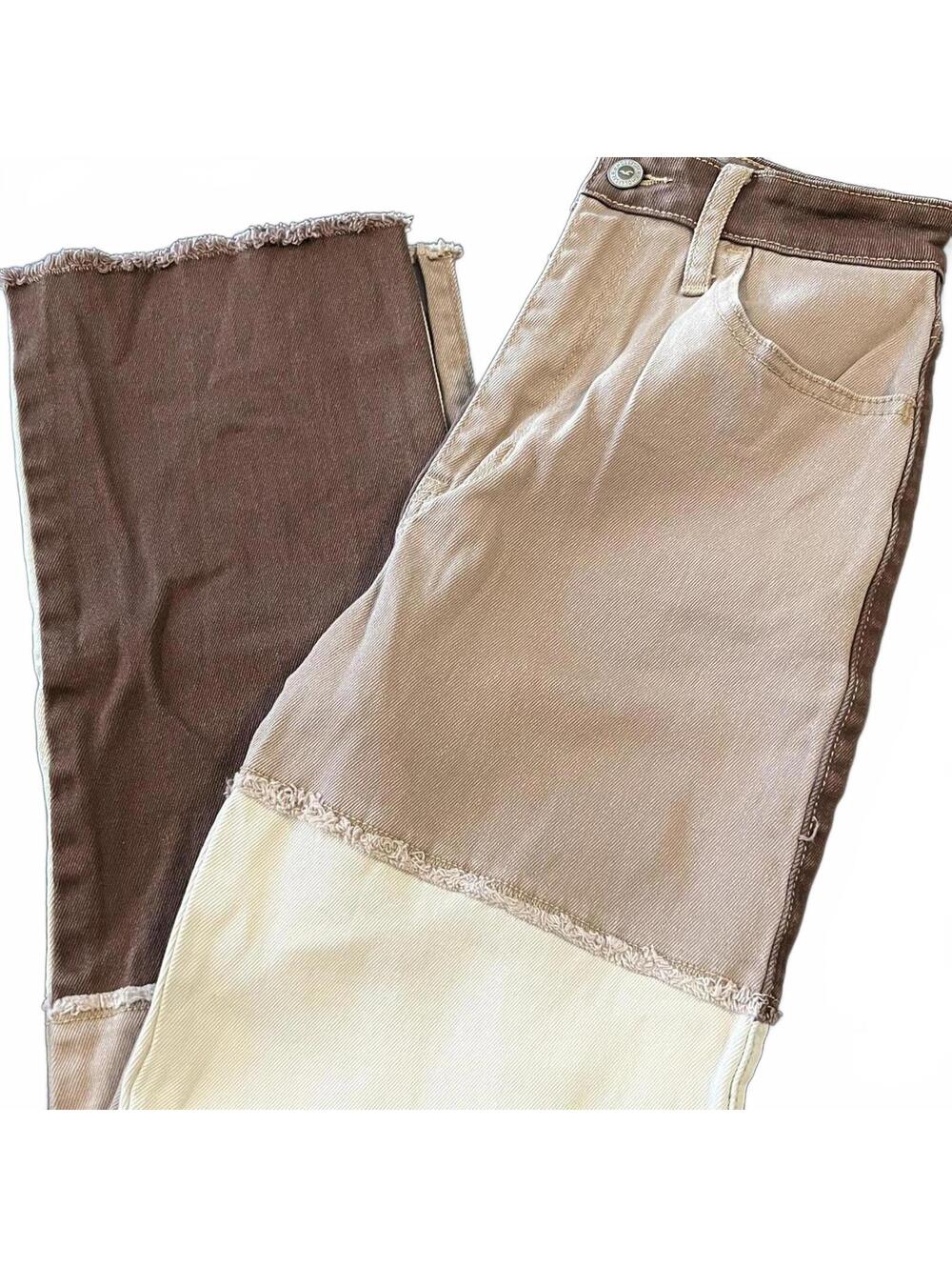 Hollister Brown & Cream High-Waisted Patchwork Denim Size 26